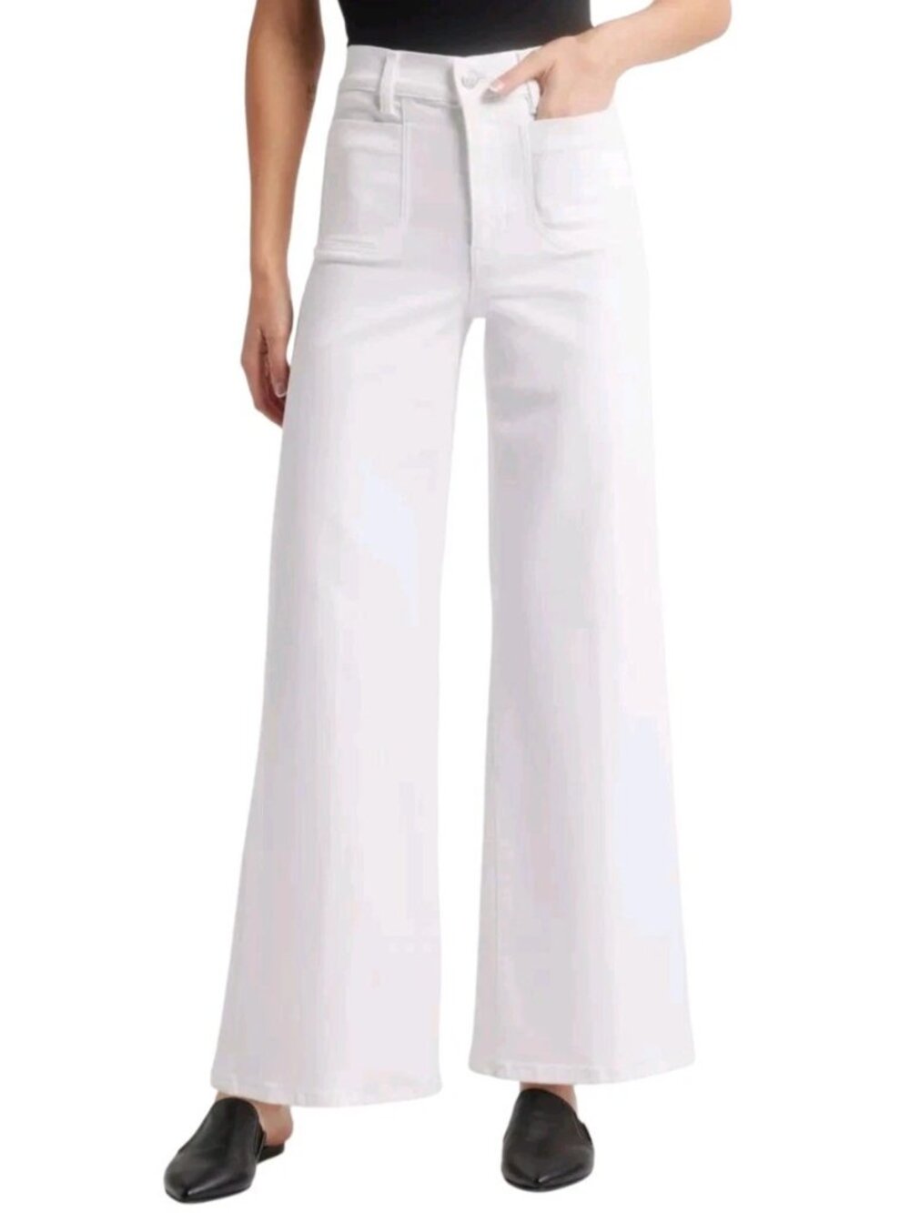 Frame Women Jeans Size 32 White Le Slim Palazzo High Waist Wide Leg Patch Pocket
